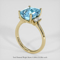 5.04 Ct. Blue Aquamarine Ring, 18K Yellow Gold 2