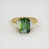 5.05 Ct. Green Sapphire Ring, 18K Yellow Gold 1