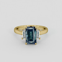 3.10 Ct. Greenish Blue Sapphire Ring, 18K Yellow Gold 1