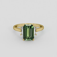 3.55 Ct. Green Sapphire Ring, 18K Yellow Gold 1