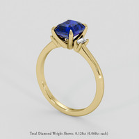 2.06 Ct. Blue Sapphire Ring, 18K Yellow Gold 2