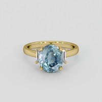 2.28 Ct. Greyish Blue Sapphire Ring, 18K Yellow Gold 1