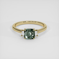 1.27 Ct. Bluish Green Sapphire Ring, 18K Yellow Gold 1