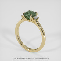 1.27 Ct. Bluish Green Sapphire Ring, 18K Yellow Gold 2