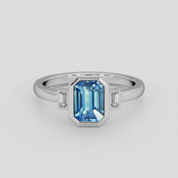 1.41 Ct. Greenish Blue Sapphire Ring, Platinum 950 1