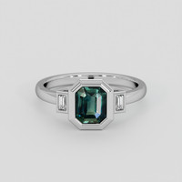 1.20 Ct. Bluish Green Sapphire Ring, Platinum 950 1