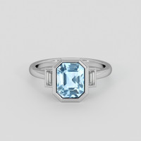 2.04 Ct. Blue Aquamarine Ring, Silver 1