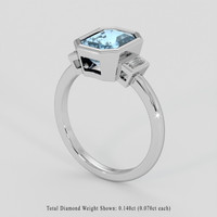 2.04 Ct. Blue Aquamarine Ring, Silver 2