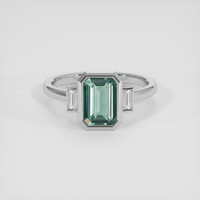 1.60 Ct. Bluish Green Sapphire Ring, 18K White Gold 1