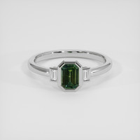 0.63 Ct. Bluish Green Sapphire Ring, 18K White Gold 1