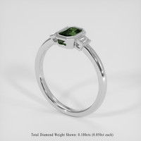 0.63 Ct. Bluish Green Sapphire Ring, 18K White Gold 2