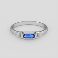 0.46 Ct. Blue Sapphire Ring, 18K White Gold 1