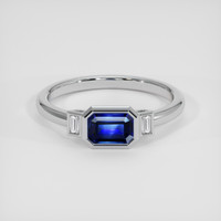 0.58 Ct. Blue Sapphire Ring, 18K White Gold 1