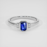 0.54 Ct. Blue Sapphire Ring, 18K White Gold 1