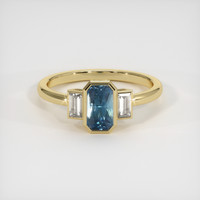 2.01 Ct. Greenish Blue Sapphire Ring, 10K Yellow Gold 1