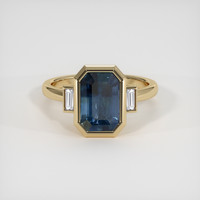 3.06 Ct. Greenish Blue Sapphire Ring, 18K Yellow Gold 1