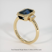 3.06 Ct. Greenish Blue Sapphire Ring, 18K Yellow Gold 2
