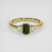 0.63 Ct. Bluish Green Sapphire Ring, 18K Yellow Gold 1
