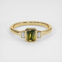 0.60 Ct. Greenish Yellow Sapphire Ring, 18K Yellow Gold 1