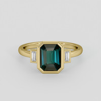 1.53 Ct. Bluish Green Sapphire Ring, 18K Yellow Gold 1