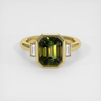 4.07 Ct. Greenish Brown Sapphire Ring, 18K Yellow Gold 1