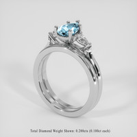 0.83 Ct. Blue Aquamarine Ring, Silver 2