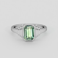 1.53 Ct. Bluish Green Sapphire Ring, 18K White Gold 1
