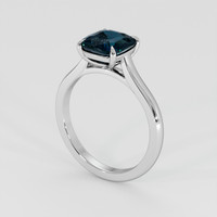 2.32 Ct. Greenish Blue Sapphire Ring, Platinum 950 2