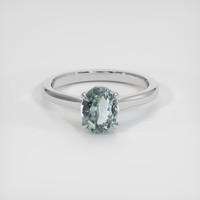 1.34 Ct. Bluish Green Sapphire Ring, Platinum 950 1