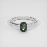 0.88 Ct. Green Sapphire Ring, 14K White Gold 1