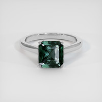 3.02 Ct. Bluish Green Sapphire Ring, 14K White Gold 1