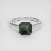 2.08 Ct. Green Sapphire Ring, 18K White Gold 1