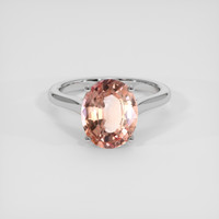 3.95 Ct. Padparadscha Sapphire Ring, 18K White Gold 1