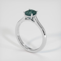 1.04 Ct. Bluish Green Sapphire Ring, 18K White Gold 2