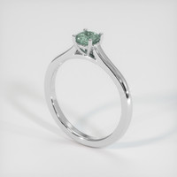 0.40 Ct. Greenish Blue Sapphire Ring, 18K White Gold 2