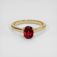 1.05 Ct. Purplish Red Ruby Ring, 14K Yellow Gold 1