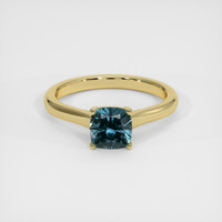 1.37 Ct. Greenish Blue Sapphire Ring, 14K Yellow Gold 1