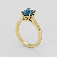 2.89 Ct. Greenish Blue Sapphire Ring, 14K Yellow Gold 2