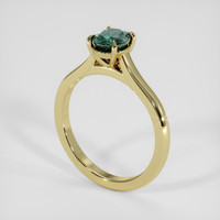 0.96 Ct. Bluish Green Sapphire Ring, 14K Yellow Gold 2