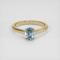 1.16 Ct. Greenish Blue Sapphire Ring, 18K Yellow Gold 1