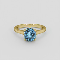 2.89 Ct. Greenish Blue Sapphire Ring, 18K Yellow Gold 1