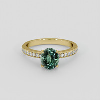 0.96 Ct. Bluish Green Sapphire Ring, 18K Yellow Gold 1