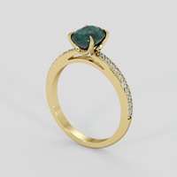 0.96 Ct. Bluish Green Sapphire Ring, 18K Yellow Gold 2