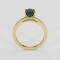 0.96 Ct. Bluish Green Sapphire Ring, 18K Yellow Gold 3
