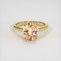 3.36 Ct. Peach Sapphire Ring, 18K Yellow Gold 1