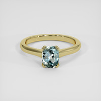 1.43 Ct. Greenish Blue Sapphire Ring, 18K Yellow Gold 1