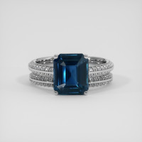 3.57 Ct. Greenish Blue Sapphire Ring, 14K White Gold 1