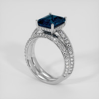 3.57 Ct. Greenish Blue Sapphire Ring, 14K White Gold 2