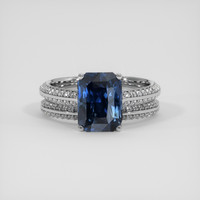 3.61 Ct. Blue Sapphire Ring, 14K White Gold 1