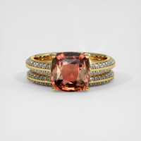 3.22 Ct. Pinkish Brown Sapphire Ring, 14K Yellow Gold 1